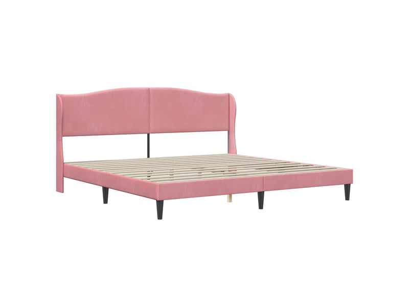  Lit double- lit adulte -  cadre de lit avec tête de lit rose 200 x 200 cm velours  - Conforama B