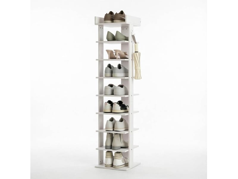  Meuble à chaussures 30x30x128,4 cm 9 niveaux panneau de particules blanc  - Conforama A