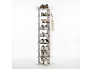 Meuble à chaussures 30x30x128,4 cm 9 niveaux panneau de particules blanc