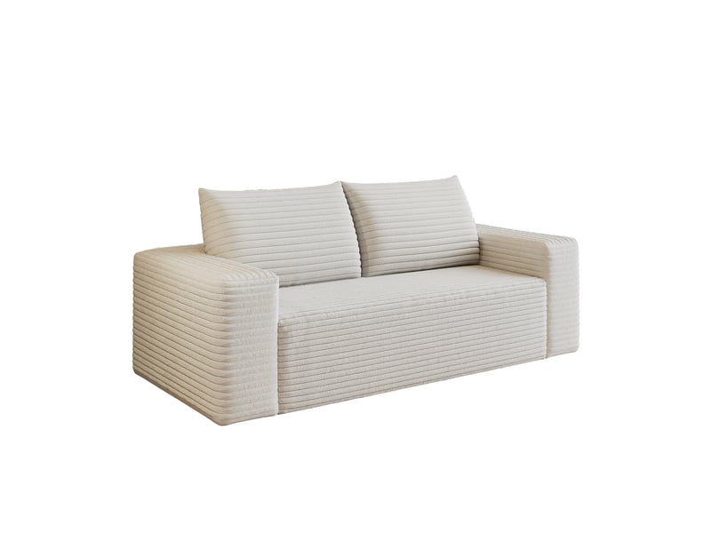  Canapé 2 places blanc crème 180 cm velours côtelé, petit canapé modulable assise profonde sans montage  - Conforama A