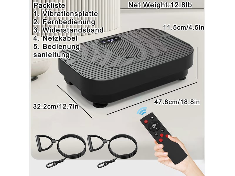  Plateforme vibrante 47,8 x 32,2 x 11,5 cm noire en abs, caoutchouc et acier avec musique bluetooth  - Conforama C