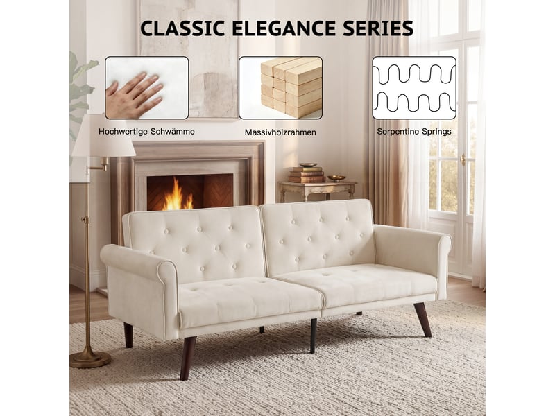  Canapé convertible, canapé-lit – beige, dossier réglable, pour chambre, pour salon  - Conforama W