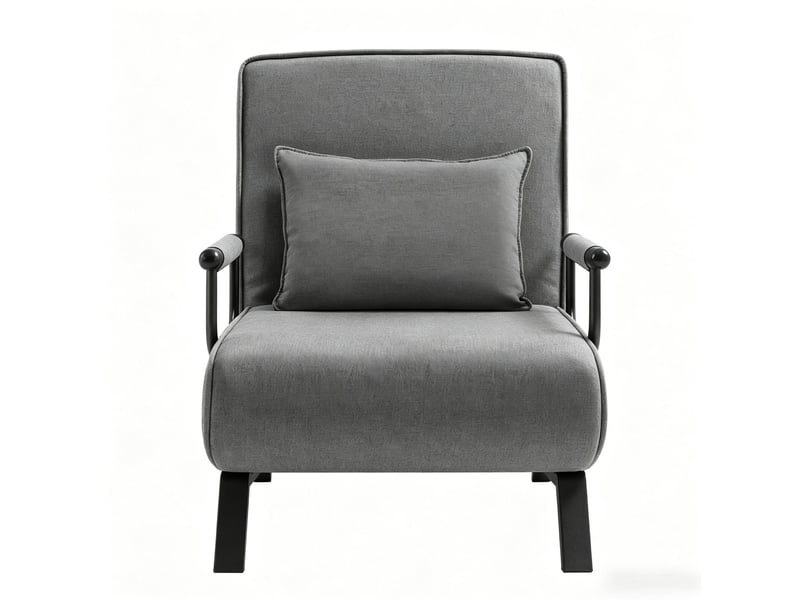 Fauteuil convertible 3 en 1 avec dossier réglable à 5 positions, coussin amovible en lin gris foncé - Conforama E