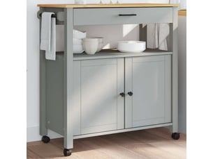 Desserte de cuisine, chariot de rangement 84x40x88,5 cm gris bois massif de pin shl5944