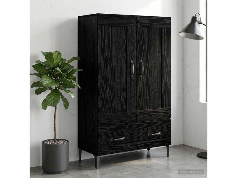  Buffet - haut armoire chêne noir 70 x 31 x 115 cm bois d'ingénierie  - Conforama D