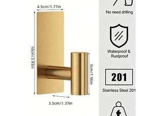 Ensemble de porte-serviettes en acier inoxydable, crochet de plancher carré d'or