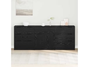 Buffet - bahut - meuble de rangement 3 pc chêne noir 181 x 30 x 70 cm bois d'ingénierie