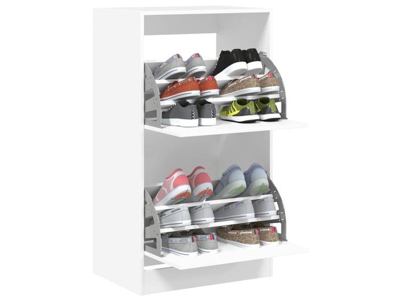  Meuble à chaussure | armoire à chaussures 2 tiroirs rabattables blanc 60x42x108 cm  - Conforama D