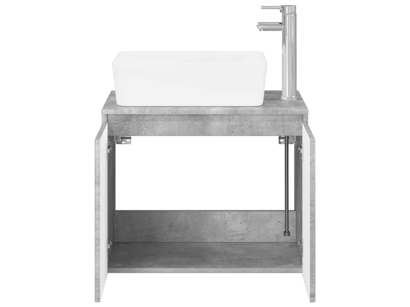 Ensemble de mobilier de salle de bain gris béton cf64683 - Conforama C