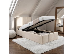 Lit coffre 90x190 cm <strong>ID MARKET</strong>  <strong></strong> coloris beige