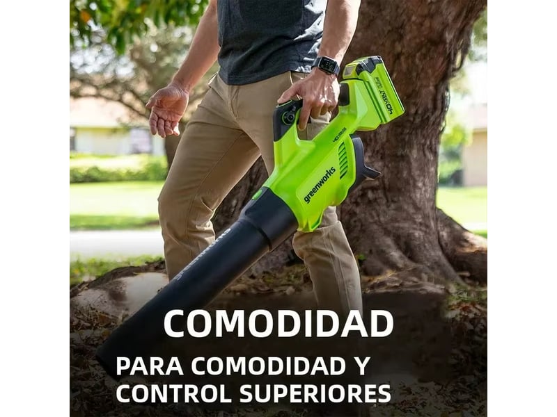  Greenworks – souffleur de feuilles sans balais,balayeuse axial 40v,contrôle de vitesse 500 cfm 120 mph,fonction turbo avec batterie 4ah et chargeur  - Conforama D