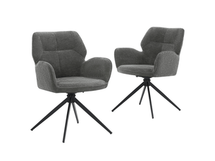 Chaises pivotantes pour salle à manger lot de 2, fauteuil en tissu côtelé gris foncé avec pieds métal, moderne et confortable