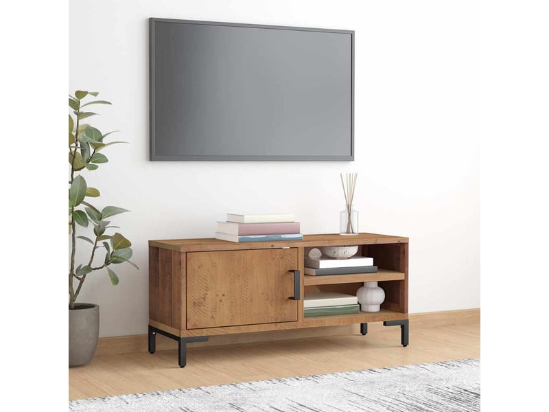  Meuble tv - banc tv - meuble de rangement marron 90x30x40 cm bois de pin massif  - Conforama B