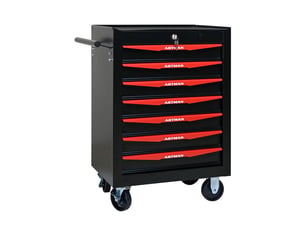 Boîte à outils à 7 tiroirs - noir & rouge - acier - 24.6 kg - roues pivotantes - verrouillage à clé