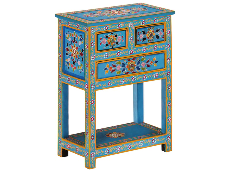  Buffet - bahut - meuble de rangement turquoise 55x30x76 cm bois massif de manguier  - Conforama B