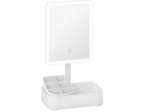 Miroir de maquillage led rechargeable 22x13,8x38 cm rotatif 180° blanc