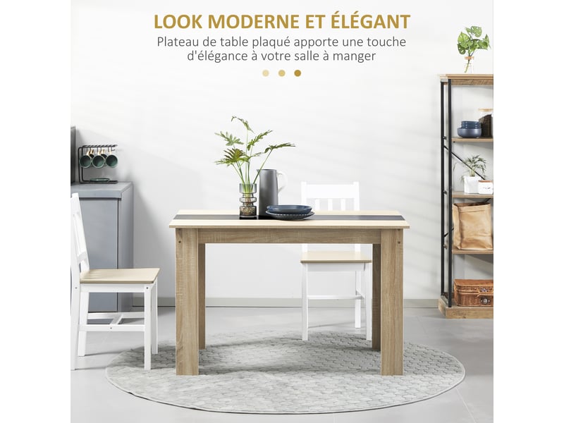  Table à manger table de cuisine design moderne avec dim. 120l x 69l x 75h cm grand plateau 2-4 personnes en bois  - Conforama A