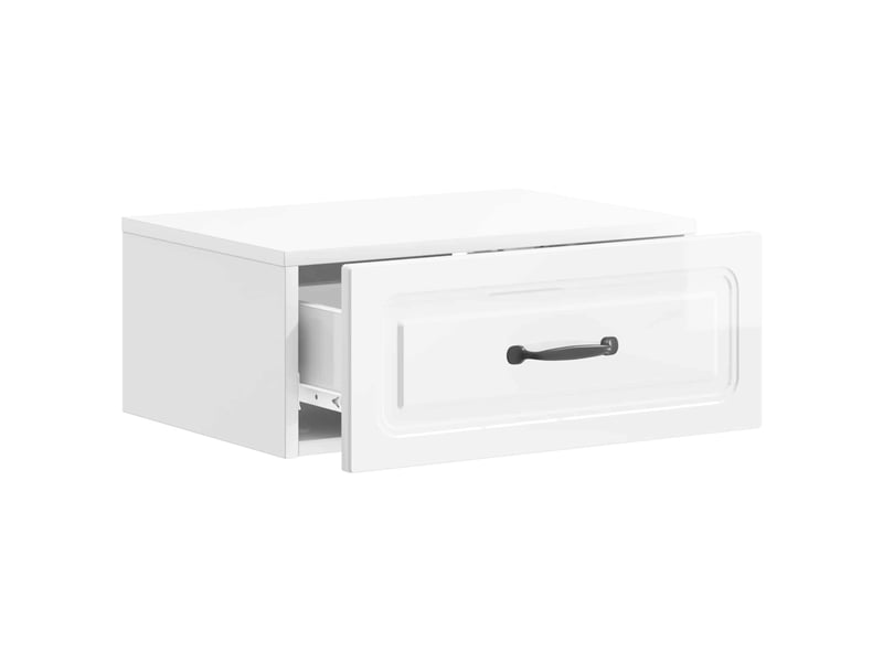  Table de chevet - cabinet de chevet - table de nuit mural blanc brillant 49 x 34,5 x 20 cm  - Conforama C
