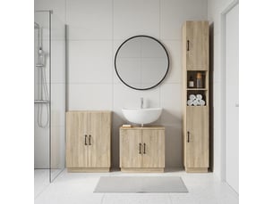 Ensemble de meuble de salle de bain 3 pièces hoorn chêne sonoma cf63476