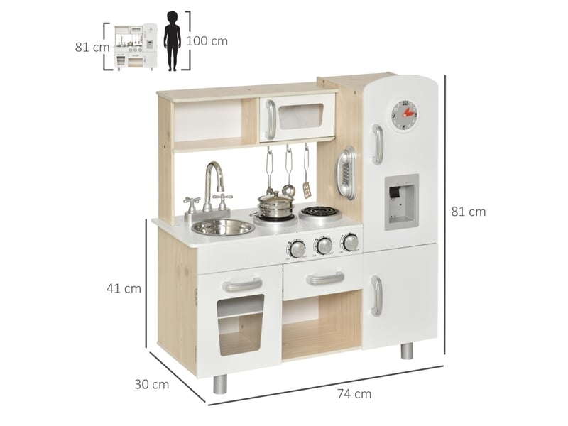 Cuisine enfant avec accessoires et rangements 74 x 30 x 81 cm evryae  - Conforama D