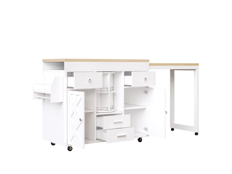  Desserte de cuisine extensible 110x40x91 cm mdf blanche  - Conforama A