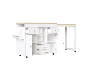 Desserte de cuisine extensible 110x40x91 cm mdf blanche