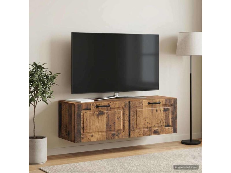  Meuble tv - banc tv - meuble de rangement mural bois ancien 98 x 31 x 30 cm bois d'ingénierie  - Conforama B