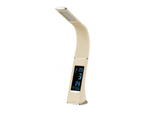 Fabrilamp barita lampe de bureau led beigechrome 5 w 400 lm, écran date heure et température