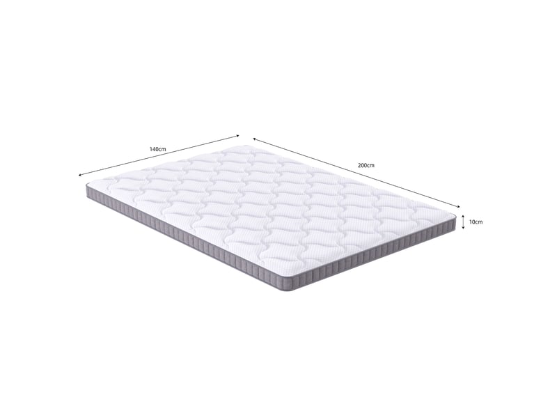  Matelas 140x200 cm - épaisseur 10 cm, soutien h3, 7 zones, pour lit d’appoint, ressorts ensachés et mémoire de forme, certifié oeko-tex, blanc Luxe haut de gamme - Conforama C