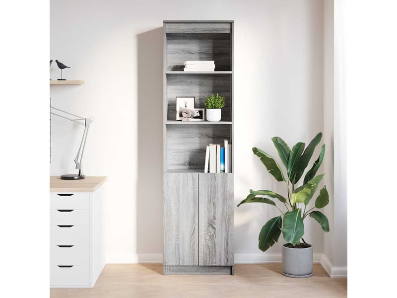  Buffet haut - bahut - meuble de rangement sonoma gris 50x35x180 cm bois d'ingénierie  - Conforama C