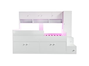 Lit avec rangement 90x200 cm <strong>RAUMIO</strong> <strong></strong> coloris blanc