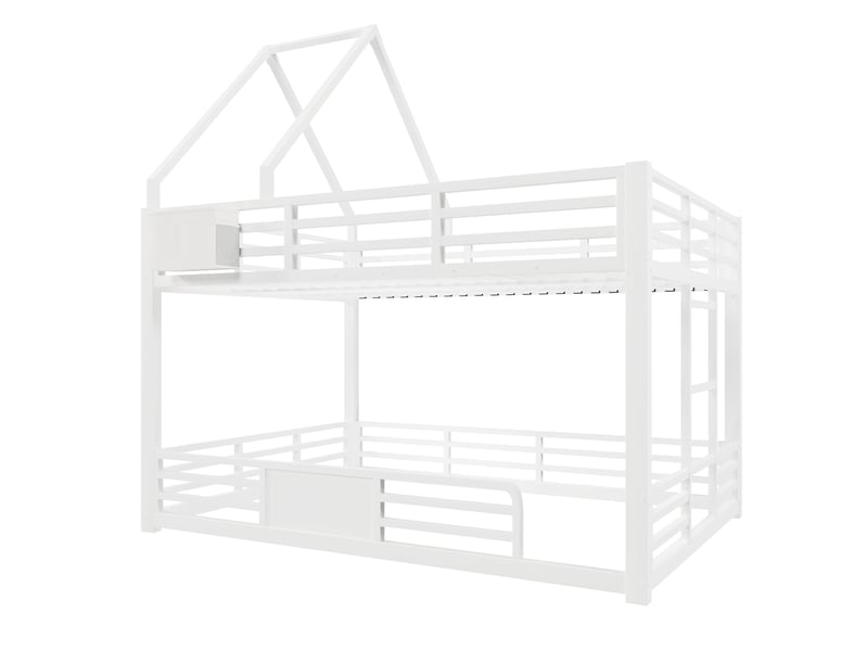  Lit superposé cabane 140x200 cm en métal et mdf avec led multicolores blanc, sans matelas  - Conforama D