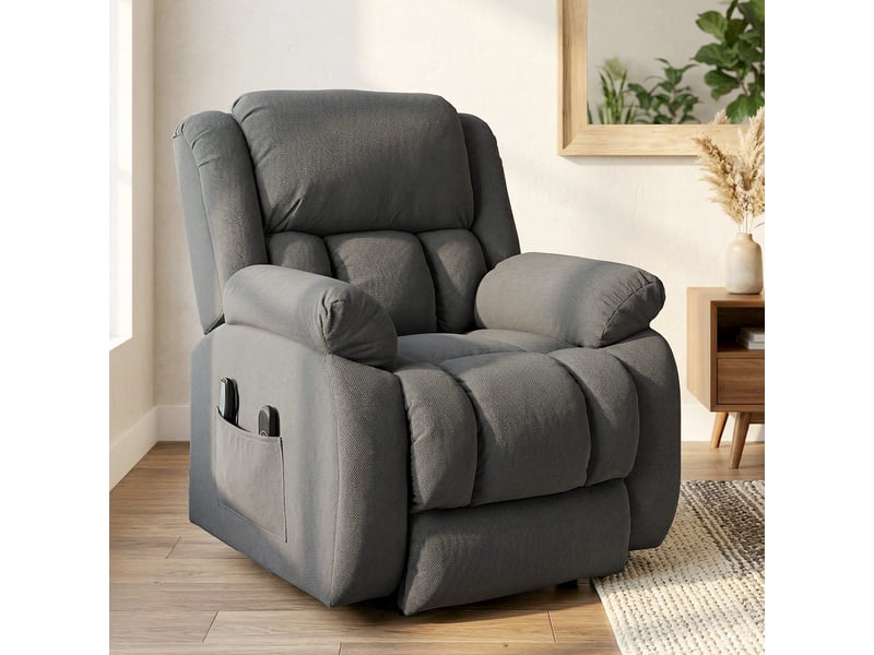  Fauteuil de salon, fauteuil releveur électrique massage et chauffage, 93x104x100cm, gris  - Conforama D