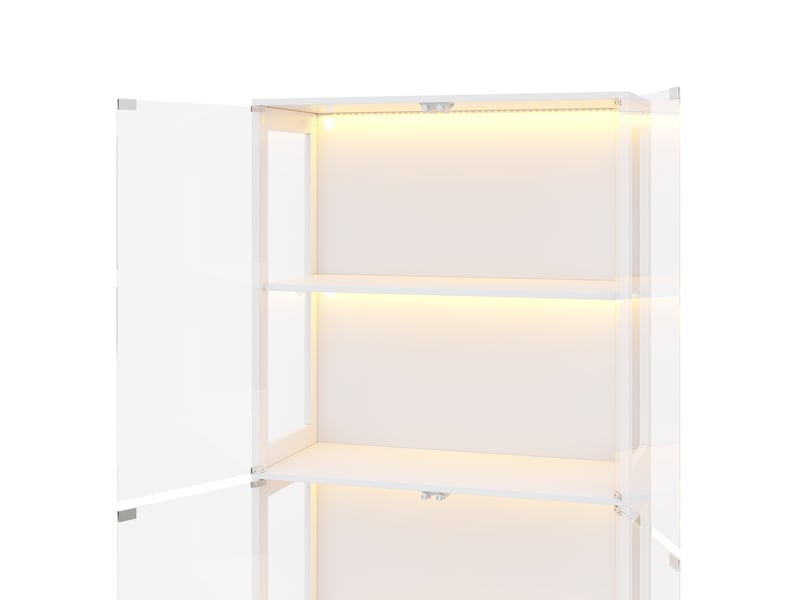 Vitrine led pour figurines et modèles, 80 x 35 x 170 cm, 4 niveaux, mdf et verre trempé blanc  - Conforama R