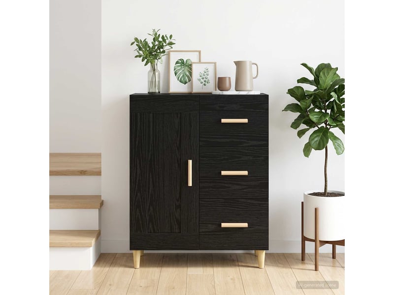  Buffet - bahut - meuble de rangement chêne noir 69,5 x 34 x 90 cm bois d'ingénierie  - Conforama B