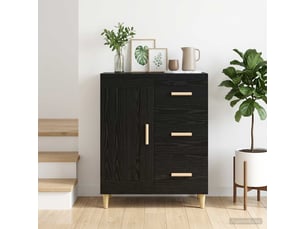 Buffet - bahut - meuble de rangement chêne noir 69,5 x 34 x 90 cm bois d'ingénierie