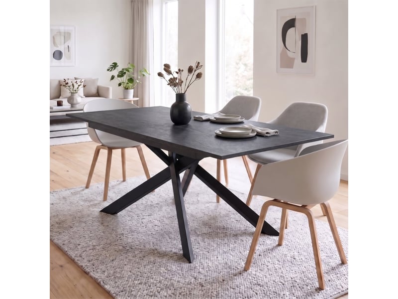 Table extensible en mélaminé avec structure noire 140190x90 pluto - gris - Conforama B