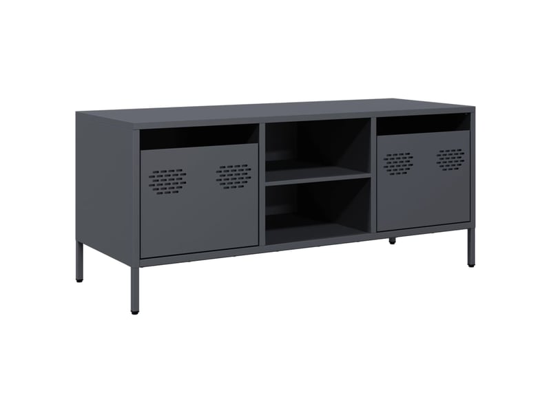  Meuble tv - banc tv - meuble de rangement anthracite 101,5x39x43,5 cm acier laminé à froid  - Conforama A