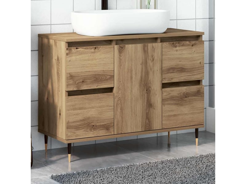  Armoire de salle de bain, meuble de rangement chêne artisanal bois d'ingénierie shl5997  - Conforama B