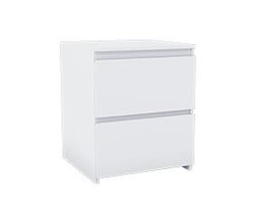 Table de chevet denver, commode de nuit, chambre, rangement, grand, 2 tiroirs, blanc