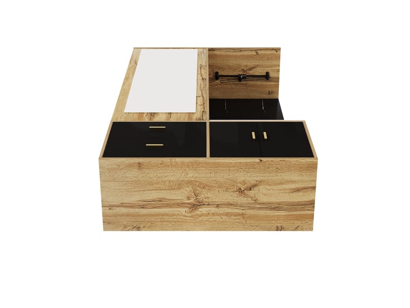  Vestiaire d'entrée avec miroir et banc à chaussures noir et bois 100 x 38 x 180 cm WF249235236S - Conforama D