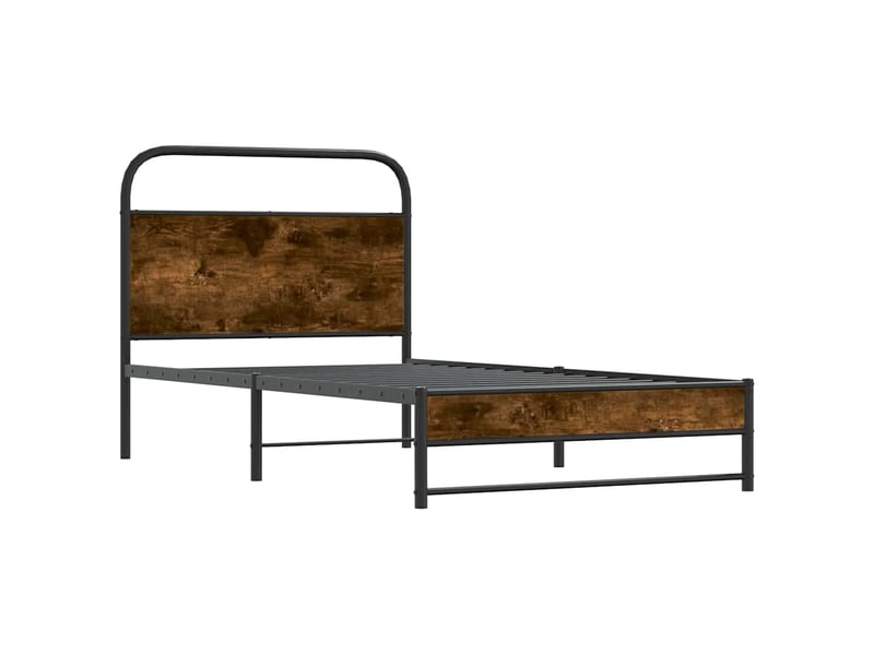  Lit simple- lit adulte -  cadre de lit sans matelas 100x200 cm chêne fumé bois ingénierie  - Conforama C