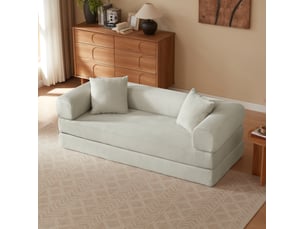 Canapé modulable 195x89x59 cm 3 places convertible en lit en mousse beige