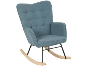 Fauteuil à bascule, design ergonomique, patins en bois massif, jusqu'à 120 kg, bleu clair