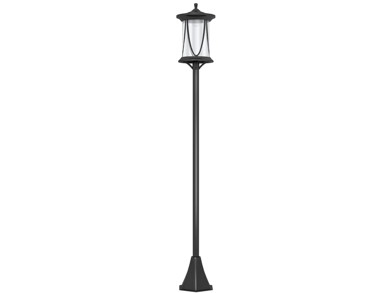 Lampadaire solaire led 17 x 17 x 127 cm noir, abs, lumière led froide, capteur de lumière, ip44, pour extérieur  - Conforama A
