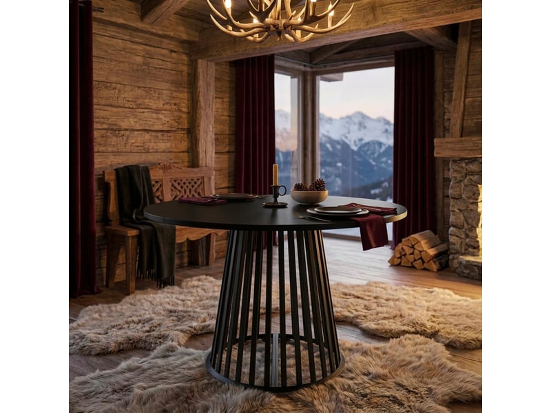 Table modulable ronde ou carrée flipflap 100cm noir ou bois noisette Flipflap - Conforama D