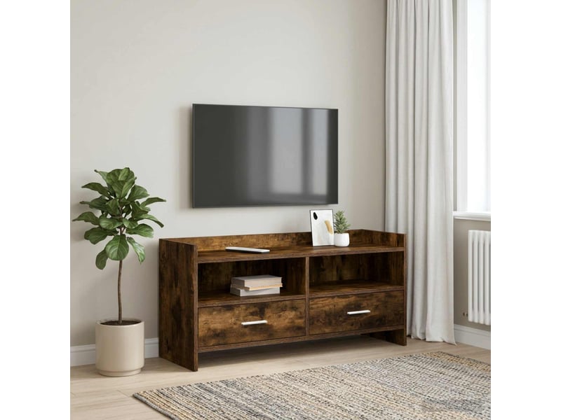  Meuble tv - banc tv - meuble de rangement 100 x 33 x 47 cm chêne fumé bois d'ingénierie  - Conforama B