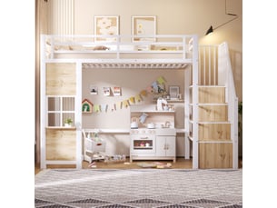 Lit mezzanine 90x200 cm <strong>ZOVIRA</strong>  <strong></strong> coloris blanc