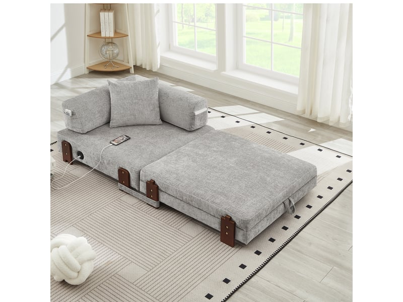  Canapé convertible, canapé-lit – gris clair, avec accoudoirs, port usb  - Conforama R