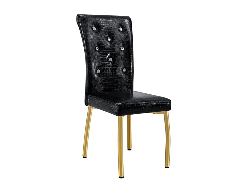  Lot de 2 chaises de salle à manger,avec pieds métalliques,pvc et métal doré,noir  - Conforama A